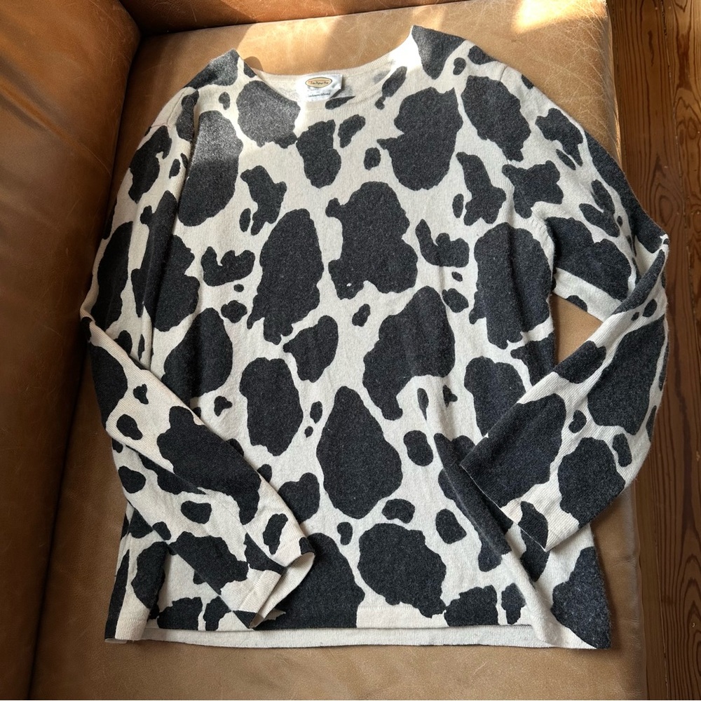 Vintage Y2K Cow Print Women's Sweater knit cashmere silk luxe crew neck moo